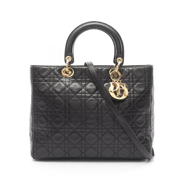 Dior Handbags - Christian Dior Lady Dior Cannage Handbag Leather Black